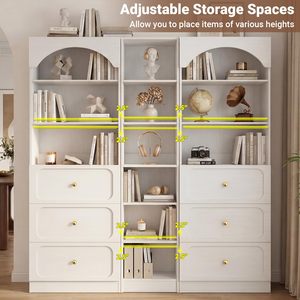 Vitrina Nórdica Blanca con Estantes Arqueados, Mueble para Vino con Cajón, Vitrina para Sala de Estar Esquinera, Mueble DR545 - Product Image 6