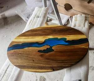 Living Room Luxury Handcrafted <b>Epoxy</b> <b>Resin</b> Rectangle Modern Waterproof Dining <b>Table</b> Acacia Wood <b>Top</b> Customizable Anniversary - Product Image 1