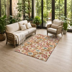 RUGS DEPOT LXDP-0041 Wholesale Red Burgundy Traditional Medallion Digital Printed Machine Washable Chenille Area Rug Non <b>Slip</b> - Product Image 6