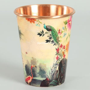 Nouvel arrivage de verre à boire en cuivre pur de qualité supérieure avec un design imprimé en émail avec des avantages pour la santé - Product Image 4