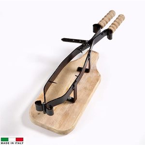 Porta prosciutto in legno/ferro di produzione italiana 58x18 cm con affettatrice per tagliere supporto porta attrezzi da giardino - Product Image 2