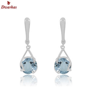 Boucles d'oreilles élégantes en argent sterling 925 pour femmes Boucles d'oreilles en pierre de topaze bleue pour fête et cadeau - Product Image 1