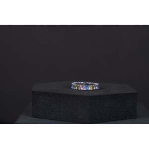 Anillo de Plata de Ley 925 con Baño de Platino y Piedra Natural, Diseño Multigeométrico, para Uso Diario, Promesa de Amor - Product Image 1
