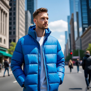 Haute qualité hommes col montant fermeture éclair rembourré vestes automne hiver épais chaud matelassé rembourré bouffant veste mâle - Product Image 4