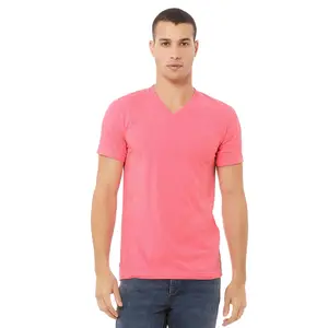 Cotton Classical V Neck Design Triblend T Shirt Quality Neon Pink Retail fit V Neck Tee Unisex t shirt for sale Breathable