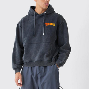 Vente en gros 100% sweats à capuche en coton pour hommes surdimensionné personnalisé DTF Logo imprimé Stone Wash Hoodi pour hommes sweat à capuche coupe ample de haute qualité pour hommes - Product Image 6