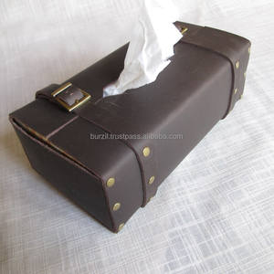 Organizador de cuero hecho a mano para almacenamiento de servilletas de habitación de hotel personalizado con logotipo en relieve, caja de pañuelos para restaurante, soporte para caja de pañuelos, 2017 - Product Image 6