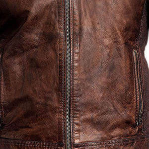 Chaqueta de cuero genuino para hombre de la mejor calidad para otoño e invierno, estilo callejero liso teñido con servicio OEM, venta en línea - Product Image 3