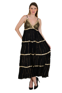 Smart derniers Styles élégant tenue décontracté robe Maxi rayonne tissu or rayure travail vacances fête nuit tenue de club femme vêtements - Product Image 6