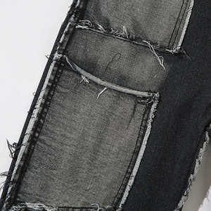 กางเกงยีนส์ขาตรงเอวสูงสำหรับผู้ชาย, สินค้ามาใหม่กางเกงยีนส์เข้ารูปแบบปะติดกางเกงยีนส์ผ้ายืดผ้าฝ้าย - Product Image 1