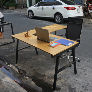 Modern Minimalist Bamboo L-shaped Office <b>Desk</b> 140x150cm Assembled Legs Melamine Finish - Product Image 5