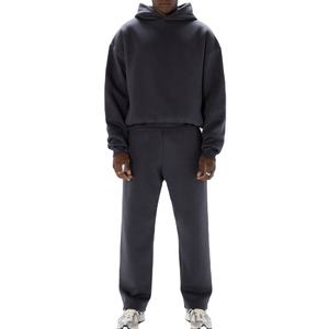 Survêtements unisexe 100% coton de haute qualité survêtements Boxy lourds avec sweats à capuche courts pantalons de survêtement ensemble d'hiver pour hommes 2026 - Product Image 6