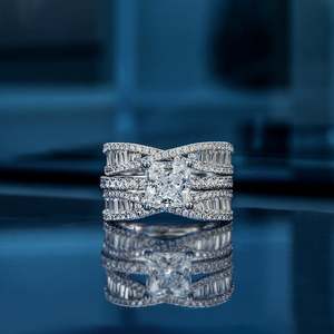 Jeulia Inset Double Bowknot <b>Puzzle</b> <b>Ring</b> Set 2Pcs Fashion Jewelry - Product Image 5
