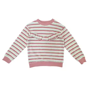 Great Quality S-shirt Sweatshirt For Girls 2-7 Years Jumper For Kids From Manufacturer 100% Cotton Pink O-neck Collar