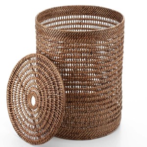 Handwoven Rattan Laundry <b>Hamper</b> with Lid Handmade Storage <b>Baskets</b> Natural Rattan Modern Multifunction Made in Viet Nam - Product Image 5