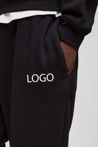 Pantalones de chándal de algodón 450GSM para hombre, ropa de calle de invierno de pierna ancha, logotipo personalizado, bordado, estampado de hojaldre, pantalones de jogging medio, forro polar - Product Image 3