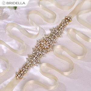 Bridella BS319G Adjustable Fit <b>Wedding</b> <b>Belt</b> Champagne with Rhinestone Detail for <b>Weddings</b> - Product Image 6