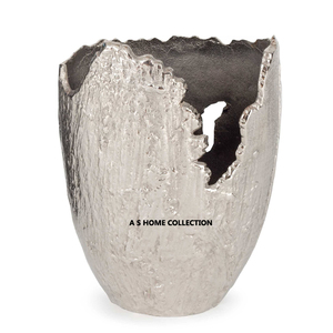 Vase à fleurs de table en aluminium coulé fini blanc et texturé or avec différents styles pour les touches de luxe - Product Image 6