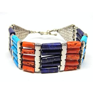 925 Sterling Silver Women's/Girl's Bracelet Natural <b>Turquoise</b> Lapis Lazuli Coral Gemstones Fine <b>Beaded</b> Jewelry for Any Occasion - Product Image 4