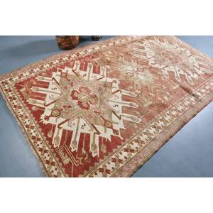 Alfombra turca Vintage clásica rojo Beige 5,6 X 9.2ft área grande lana látex respaldo abstracto para diseño de pasillo rectangular adolescente - Product Image 2
