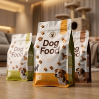 Sac d'emballage pour aliments pour chiens à fond plat, imprimé numériquement sur mesure, pochette recyclable pour animaux de compagnie avec fermeture éclair coulissante, grande capacité, prêt à la vente au détail