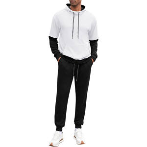 Sweat à capuche pour homme personnalisé, couleurs unies, survêtement avec logo imprimé, pull-over unisexe, pantalon de survêtement pour homme, ensemble 2 pièces au design personnalisé - Product Image 2