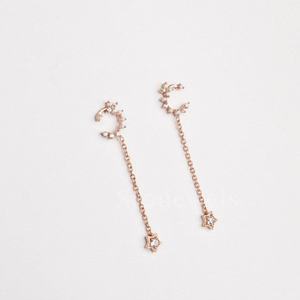 Boucles d'oreilles en diamant naturel et de laboratoire Celestial Luxury Gold Danglers Moissanite d'Inde pour femme - Product Image 1