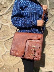 Vintage Brown Goat Leather <b>Laptop</b> <b>Bag</b> <b>Messenger</b> <b>Bag</b> 10*13 Inch Leather Shoulder <b>Bags</b> Wholesale - Product Image 2