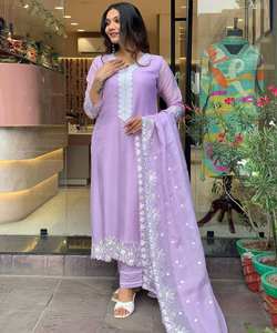 Pakistanaise haut bas Dupatta femmes robes prêt à l'emploi Rani couleur Vintage courte fête porter Eid vêtements de fête prêt à porter ensemble - Product Image 2