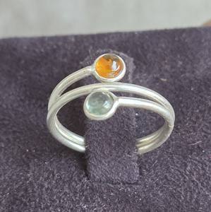 Bague réglable en argent 925 fabriquée à la main avec des pierres précieuses en ambre bijoux de mariage ethnique à la mode pour les fêtes de fiançailles d'anniversaire - Product Image 5