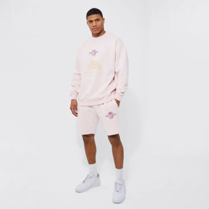 Primavera otoño nueva moda sólida ropa deportiva informal traje de manga larga cuello sudadera pantalones cortos 2 en 1 conjuntos bordado personalizado estampado - Product Image 1