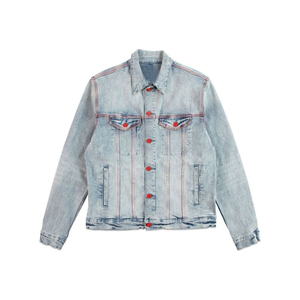 Veste d'hiver en toile en jean pour hommes, couleur unie, respirante, coupe-vent, confortable, vente en gros - Product Image 2