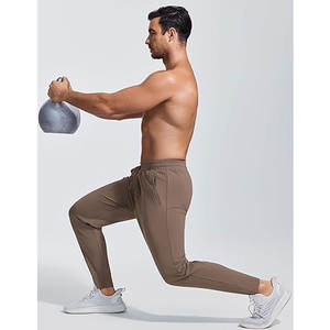 Pantalones Deportivos Ligeros Gris Marrón de Secado Rápido para Gimnasio, Correr, Entrenamiento, Joggers con Bolsillos con Cremallera - Product Image 6