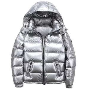 Veste matelassée rembourrée épaisse noire à capuche pour homme, coupe-vent, personnalisée par le fabricant, pour l'hiver, brillante, matelassée, 2026 - Product Image 2