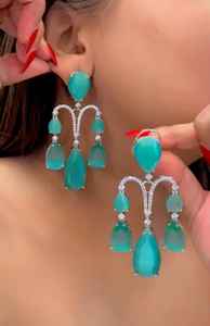 Boucles d'oreilles en pierre double CZ, aspect luxueux, design magnifique, parfaites pour les soirées, complètent les tenues ethniques et occidentales - Product Image 5