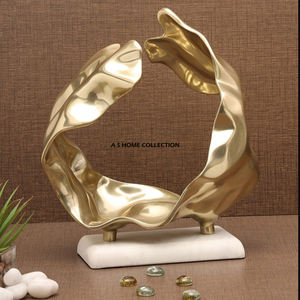 Décoration de table élégante en marbre blanc et métal pour la maison, l'hôtel, la vaisselle, finition moderne, couleur or - Product Image 1