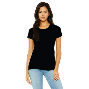 Airlume-Camiseta de manga corta para mujer, 50% poliéster, 25% algodón, 25% rayón, 3,8 onzas, color negro sólido, Triblend - Product Image 1