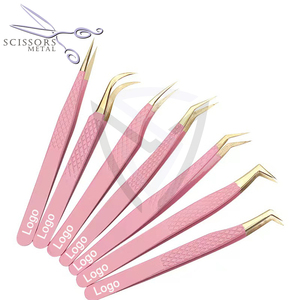 Pinzas de Precisión de Acero Inoxidable de Grado Quirúrgico para Extensiones de Pestañas con Puntas Rectas y Curvas, Se Acepta Logotipo Personalizado - Product Image 1