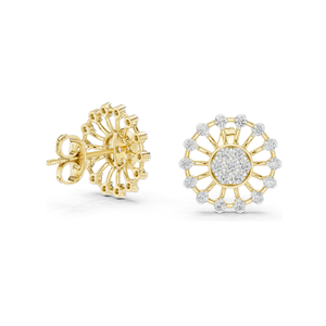 Lab-Grown Diamond Flower <b>Earrings</b> 0.7 CT VVS-VS EF Clarity 18KT, 14KT, 10KT Gold & 925 Silver <b>Moissanite</b> & Rose, Yellow, - Product Image 3