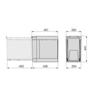 Emuca 14L intelligente pattumiere 2 confezioni per il riciclaggio del fondo di montaggio e estrazione automatica in acciaio e plastica Grey - Product Image 5