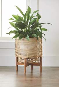 Elegante estante de exhibición de macetas de ratán y hierro para uso doméstico en interiores y exteriores, soporte de planta para plantar - Product Image 6