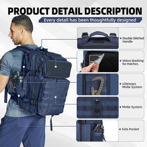 Mochila táctica bordada personalizada con impresión de logotipo al aire libre senderismo Camping bolsa de viaje OEM Proveedor de Ropa de fábrica - Product Image 4