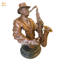 Idéal Arts Antique Oeuvre Petit Laiton Bronze Jazz Musicien Statue Saxophone Joueur Sculpture pour Hôtel Bar Jardin Décor