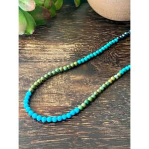 Navajo Handmade Multi-Color Turquoise & Sterling Silver Beaded Ball-Shape Necklace - Product Image 4