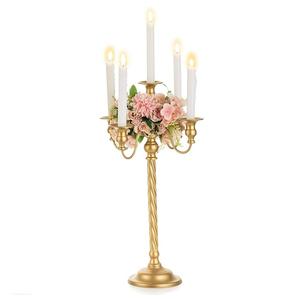 Candelabro árabe vintage de latón de alta calidad con cinco brazos y acabado pulido para decoración del hogar, candelabro de metal para mesa. - Product Image 1