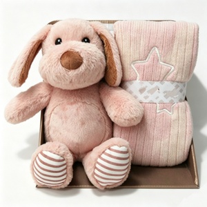 Juego de Regalo de Peluche de Perrito Rosa Personalizado para Niños de 5 a 7 Años, Animal de Peluche Suave con Bordado de Estrella y Forro de Malla, Manta para Bebé - Product Image 3