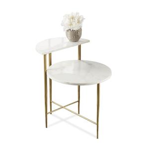 Natural <b>White</b> Wood Coffee <b>Table</b> with Decorative Metal Top for <b>Dining</b> and Hotel Furniture for Housewarming - Product Image 4