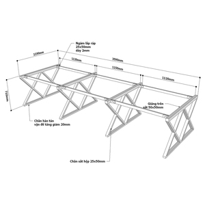 Minimalist 6-piece Table Base <b>Set</b> 360x120cm Assembled Required HCXC013 - Product Image 2