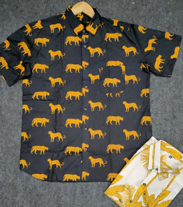 <b>Shirts</b> Men's <b>Half</b> <b>Sleeve</b> Top Selling 100% Cotton Light Fabric with Printed Beach Wear - Product Image 4