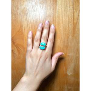 Navajo Handmade <b>Adjustable</b> Statement <b>Ring</b> Kingman Turquoise & Sterling Silver Gemstone for Everyday Wear Fine Jewelry - Product Image 5